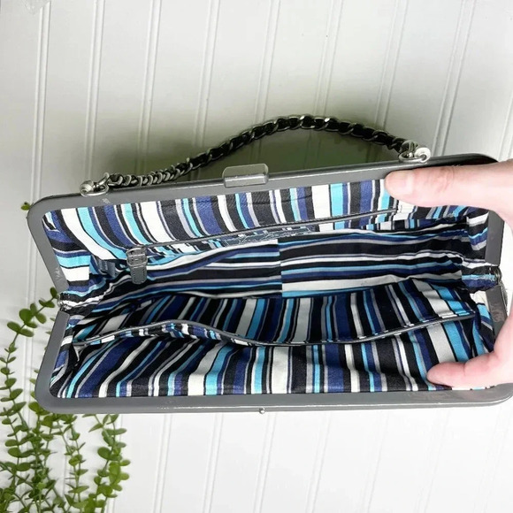 Vera Bradley Gray Quilted Handbag Purse with Chain Strap Manmade Materials - Picture 6 of 10